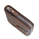 Carteira masculina com fecho de correr em pele PU com compartimento para moedas e cartões Carteira prática masculina com fecho 5