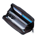 Carteira masculina longa com fecho éclair Mais compartimentos para cartões e notas Couro sintético de polivinilo Acessório elegante para o dia a dia 2