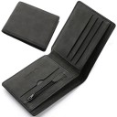 Carteira masculina neutra PU 11 x 9 cm Pequena carteira com compartimento com fecho Elegante carteira para cartões e dinheiro Para uso diário 3