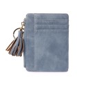 Carteira mini feminina com anel para chaves Compartimentos para cartões Bolsa com fecho Decorativo pompom Couro PU e poliéster 11,5 x 2