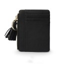 Carteira mini feminina com anel para chaves Compartimentos para cartões Bolsa com fecho Decorativo pompom Couro PU e poliéster 11,5 x 1