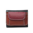 Carteira mini feminina em pele genuína Vários tons com costura contrastante Bolso frontal com aba Dimensões 10 x 8 x 2 cm 5