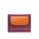 Carteira mini feminina em pele genuína Vários tons com costura contrastante Bolso frontal com aba Dimensões 10 x 8 x 2 cm 4