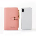Carteira pequena feminina com fecho e bolso com fecho éclair Modelo compacto e dobrável com compartimentos para cartões Couro PU sintético 11