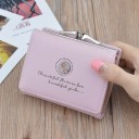 Carteira pequena feminina com rosa e quadro metálico para moedas Slots para cartões Compartimento para notas Couro sintético 10 x 9 x 3,2 cm 5