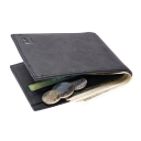 Cartera de hombre 11 x 8,5 cm Piel sintética Colores neutros Ranuras para tarjetas Bolsillo con cremallera Cartera compacta y elegante 2