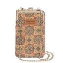 Cartera de mujer de piel sintética con cadena metálica de 60 cm Cierre de marco Superficie con apariencia de corcho 19 x 11 x 5 cm 13