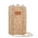 Cartera de mujer de piel sintética con cadena metálica de 60 cm Cierre de marco Superficie con apariencia de corcho 19 x 11 x 5 cm 16