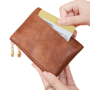 Cartera de mujer plegable 13 x 9 x 3 cm Cuero sintético Gran capacidad para tarjetas de crédito, débito y de fidelidad Diseño elegante 4