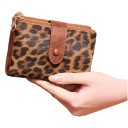 Cartera de mujer plegable 13 x 9 x 3 cm Espacio de almacenamiento para tarjetas y efectivo Cuero sintético Patrón de leopardo Accesorio elegante 1