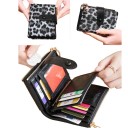 Cartera de mujer plegable 13 x 9 x 3 cm Espacio de almacenamiento para tarjetas y efectivo Cuero sintético Patrón de leopardo Accesorio elegante 3