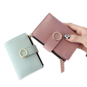 Cartera de mujer plegable 9 x 12,5 x 2 cm Cierre de hebilla Bolsillo con cremallera Cuero sintético de calidad Diseño práctico 6