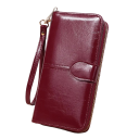 Cartera de mujer plegable con cremallera 10 x 19,5 x 3,5 cm Gran capacidad Cuero sintético aspecto aceitoso Correa de muñeca 10