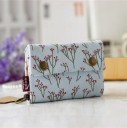 Cartera de tela para mujer con tapa de dos broches interiores, bolsillo con cremallera y compartimentos, anillo para llaves, algodón 13 x 11 x 2 cm 1