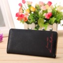 Cartera delgada para mujer de cuero PU Acabado mate con aspecto de ante Inscripción decorativa Formato largo Para bolso Dimensiones 18 x 1