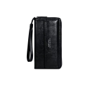 Cartera larga con cremallera 19 x 10,5 x 4 cm Gran capacidad Asa de mano Cuero sintético Con broche para uso diario 8