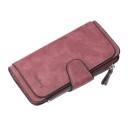 Cartera larga de mujer de cuero sintético 18,8 x 10,5 x 1,8 cm Apariencia de ante Cierre con lazo Bolsillo con cremallera Compartimentos 2