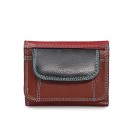 Cartera mini de mujer de piel genuina Diseño multicolor con costuras de contraste Bolsillo frontal con solapa Dimensiones 10 x 8 x 2 cm 1