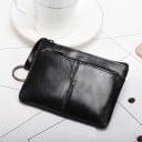 Cartera mini de viaje para mujer de piel PU Dos bolsillos con cremallera Lazo con anillo de metal para llaves Dimensiones 12,5 x 9,1 x 1