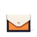 Cartera pequeña de mujer de piel sintética Forma de sobre con tapa y botón de metal redondo Diseño multicolor con ribete oscuro 11 x 8,3 x 2 cm 2
