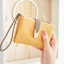 Cartera pequeña para mujer con broche y correa para la muñeca Cartera compacta con cremallera de piel PU y poliéster Dimensiones 12 x 9,5 6