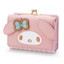Cartera plegable de piel sintética de 11 x 8 x 3,5 cm. Cartera de niña rosa con asas. Lazos. Motivo de dibujos animados. Bolsa para tarjetas de regalo de cumpleaños. 1