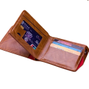 Cartera plegable para hombre 9,8 x 1,5 x 11,5 cm Diseño 100 dólares Con compartimento para billetes y tarjetas Cartera de cuero sintético 3