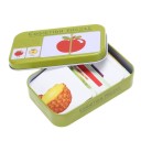 Cartões Cognitivos para Bebés em Caixa de Ferro Cartões Ilustrados de Aprendizagem com Frutas Conjunto de Jogos de Desenvolvimento para os Mais 1