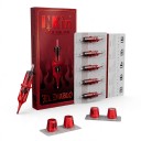 Cartouches d'aiguilles de tatouage E1003RL 20 pcs Jetables stériles Round Liner avec 8 poignées en silicone Membrane Rouge pour lignes fines 5
