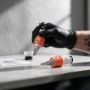 Cartridge tattoo naalden 0805RL 20 stuks Eenmalig steriel 0,25 mm Round Liner Siliconen membraan Oranje Voor machines met houder 3