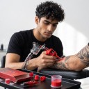 Cartridge-tatuointineulat E1203RLT 20 kpl Kertakäyttöiset steriilit Round Liner S 8 silikonikahvalla Kalvo Punainen Hienoja viivoja varten 6