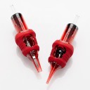 Cartridges pentru tatuaje cu ace E1209F Flat 9 ace 0,35 mm 20 bucăți Sterile de unică folosință Cu membrană 8 Mânere din silicon Roșii Pentru umbrire 3