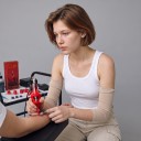 Cartucho de agujas de tatuaje E1207RLT 20 unidades Desechables estériles Round Liner con 8 empuñaduras de silicona Membrana Roja para líneas 5