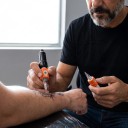 Cartușe ace de tatuaj 0803RL 20 buc. Sterile de unică folosință 0,25 mm Round Liner Membrană din silicon Portocalie Pentru mașini cu suport 6