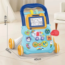 Cărucior educativ pentru copii cu tablă de desen și muzică 40x32x40,5 cm Instrument pentru învățarea formelor și dezvoltarea abilităților motorii fine la bebeluși 2