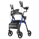 Cărucior pliabil cu șezut și spătar din PU 5 setări ale mânerele 3 înălțimi Capacitate 136 kg Șezut ergonomic pentru seniori și mers stabil 2