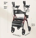 Cărucior pliabil cu șezut și spătar din PU 5 setări ale mânerele 3 înălțimi Capacitate 136 kg Șezut ergonomic pentru seniori și mers stabil 3