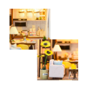 Casa de Bonecas 11,6 x 18 x 23 cm DIY 3D kit de madeira com luz LED Mobiliário para montar Decoração Modelo Miniatura para criar 2