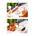 Casa de bonecas miniatura em madeira 3D com móveis e cobertura Modelo feito à mão Criação caseira Presente para crianças 3