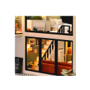 Casa de bonecas miniatura em madeira 3D com móveis e cobertura Modelo feito à mão Criação caseira Presente para crianças 7