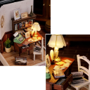 Casa de madeira para bonecas 11,5 x 9 x 9 cm DIY kit de montagem Mini puzzle 3D com móveis e cobertura Montagem manual Presente para crianças 2