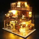 Casa de muñecas 24 x 17 x 23,5 cm Miniatura de kit LED con muebles Modelo realista con detalles Casa decorativa iluminada para la creación creativa 5
