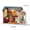 Casa de Navidad 21 x 12,5 x 15,5 cm Mini kit LED con muebles Modelo realista sin cubierta Casa decorativa iluminada con decoración navideña 3