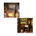 Casă de păpuși 11,5 x 18 x 24,5 cm DIY 3D model din lemn cu lumină LED mobilier casă miniaturală kit decor lucrat manual 5