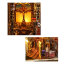 Casă de păpuși 3D DIY, 9,7 x 16,5 x 24 cm, kit de construcție din lemn cu lumină LED și mobilier, model miniatural, decorare manuală, cadou 2