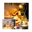 Casă de păpuși din lemn, 11,5 x 9 x 9 cm, mini kit DIY cu husă de praf pentru mobilier, puzzle 3D, decorare în miniatură, lucrat manual, cadou 2