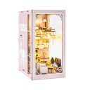 Casa delle bambole 11,6 x 18 x 23 cm DIY 3D costruzione in legno con luce LED Mobili da assemblare Decorazione Modello in miniatura per creare 1