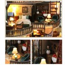 Casa delle bambole 24 x 17 x 23,5 cm Miniatura LED kit da costruzione con mobili Modello realistico con dettagli Casa decorativa illuminata 2