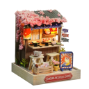 Casa di legno per bambole 11,5 x 9 x 9 cm Miniatura DIY kit con mobili Copertura antipolvere puzzle 3D Modello assemblabile a mano 3