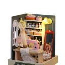 Casa di legno per bambole 11,5 x 9 x 9 cm modello DIY con mobili e copertura puzzle 3D miniatura assemblabile a mano 3